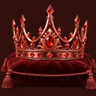 Gold crown on cushion — Mate